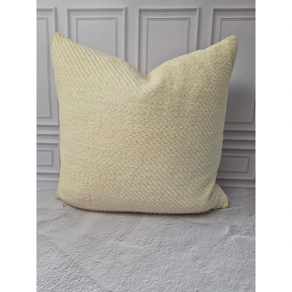Pottery Barn Textured Coton 20x20 Throw Pillows Set of 2 Cream Woven Down Insert
